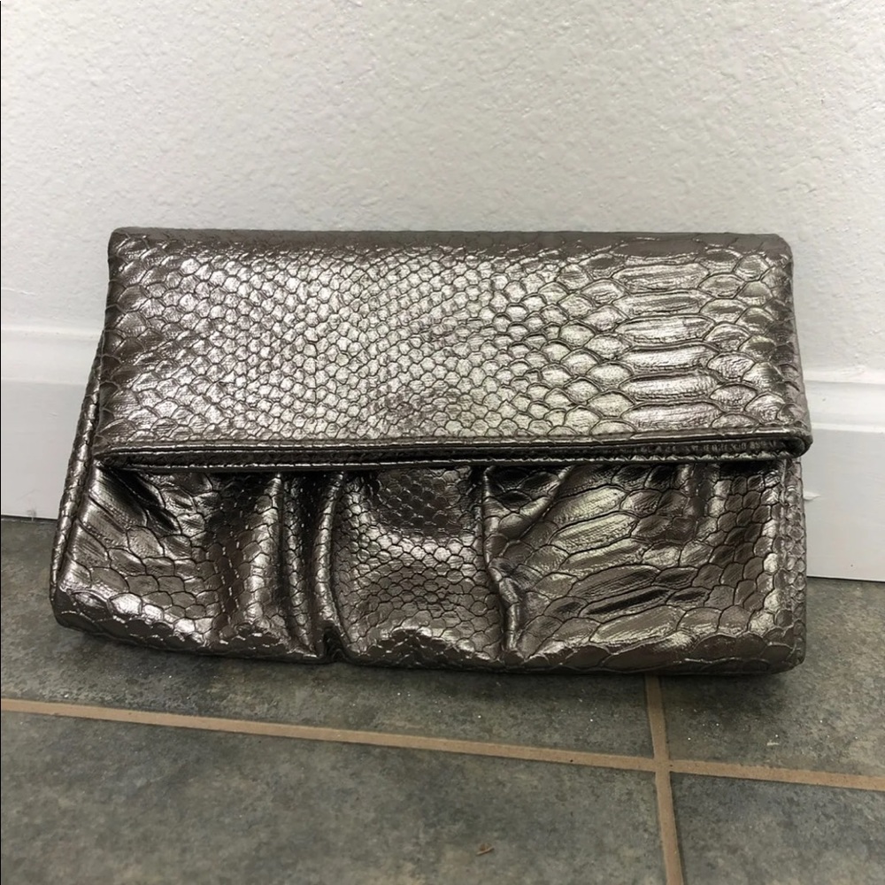 Silver flip over clutch